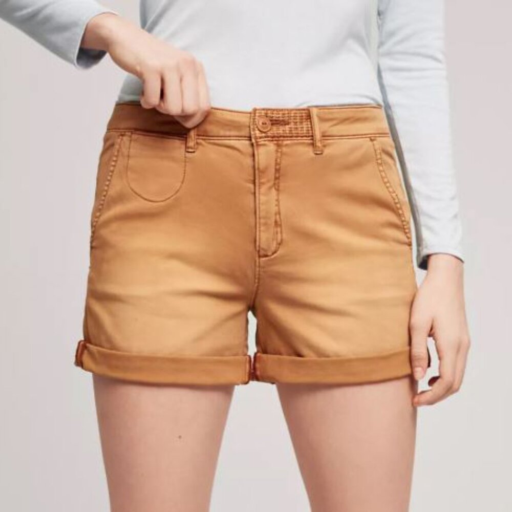 Chino by Anthopologie | Relaxed Chino Shorts in Caramel Brown/Tan | Size 25